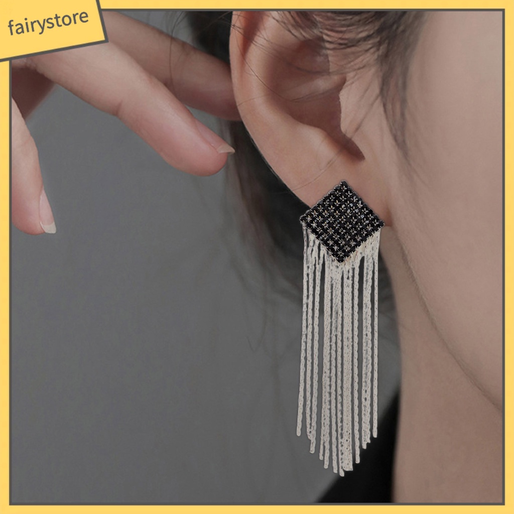 [FRO] Bông Tai Thả Dây Dài Bằng Hợp Kim Trang Sức Đơn Giản Thời Trang Cho Ngày