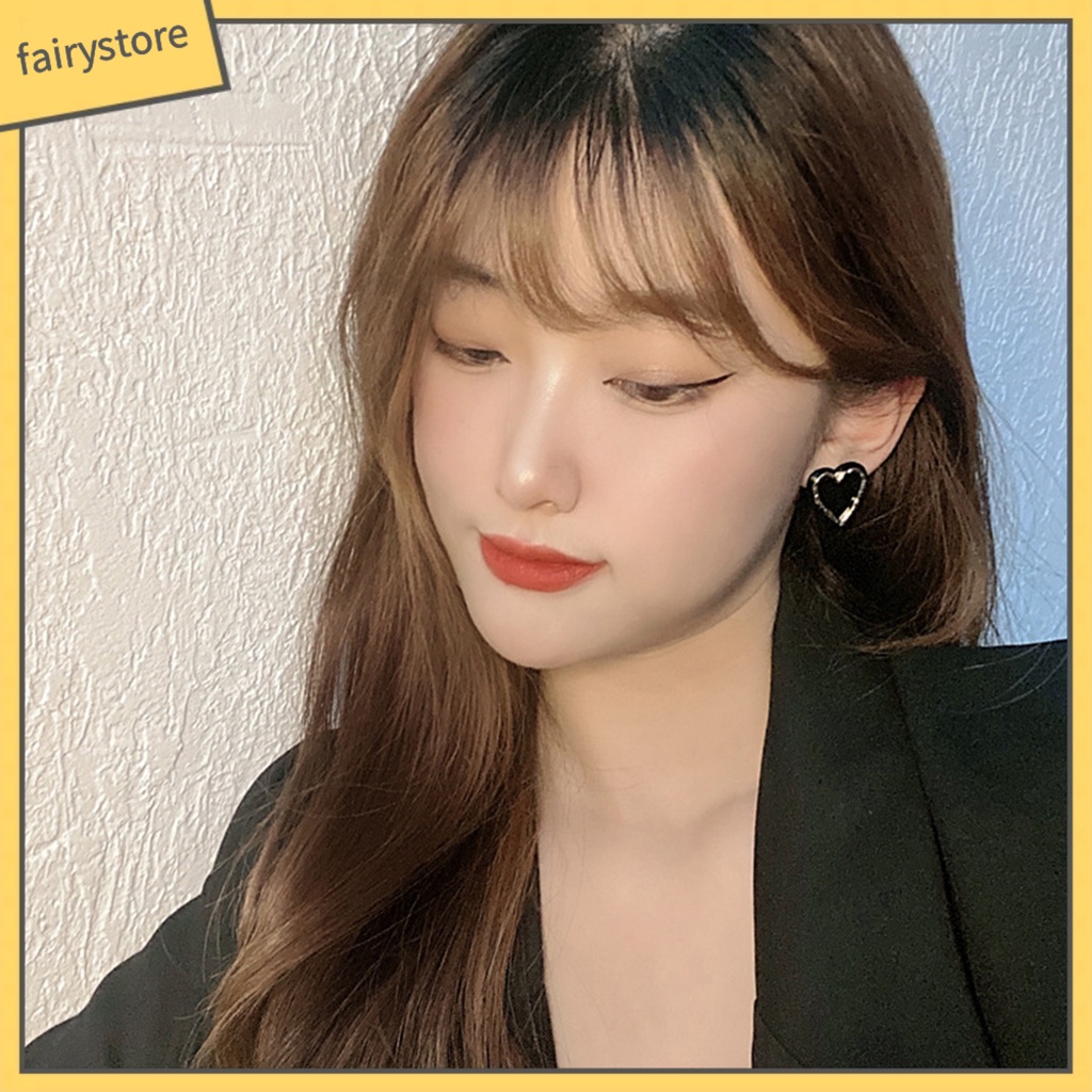 1 Đôi Bông Tai Hình Trái Tim Tráng Men Tinh Tế Dành Cho Nữ