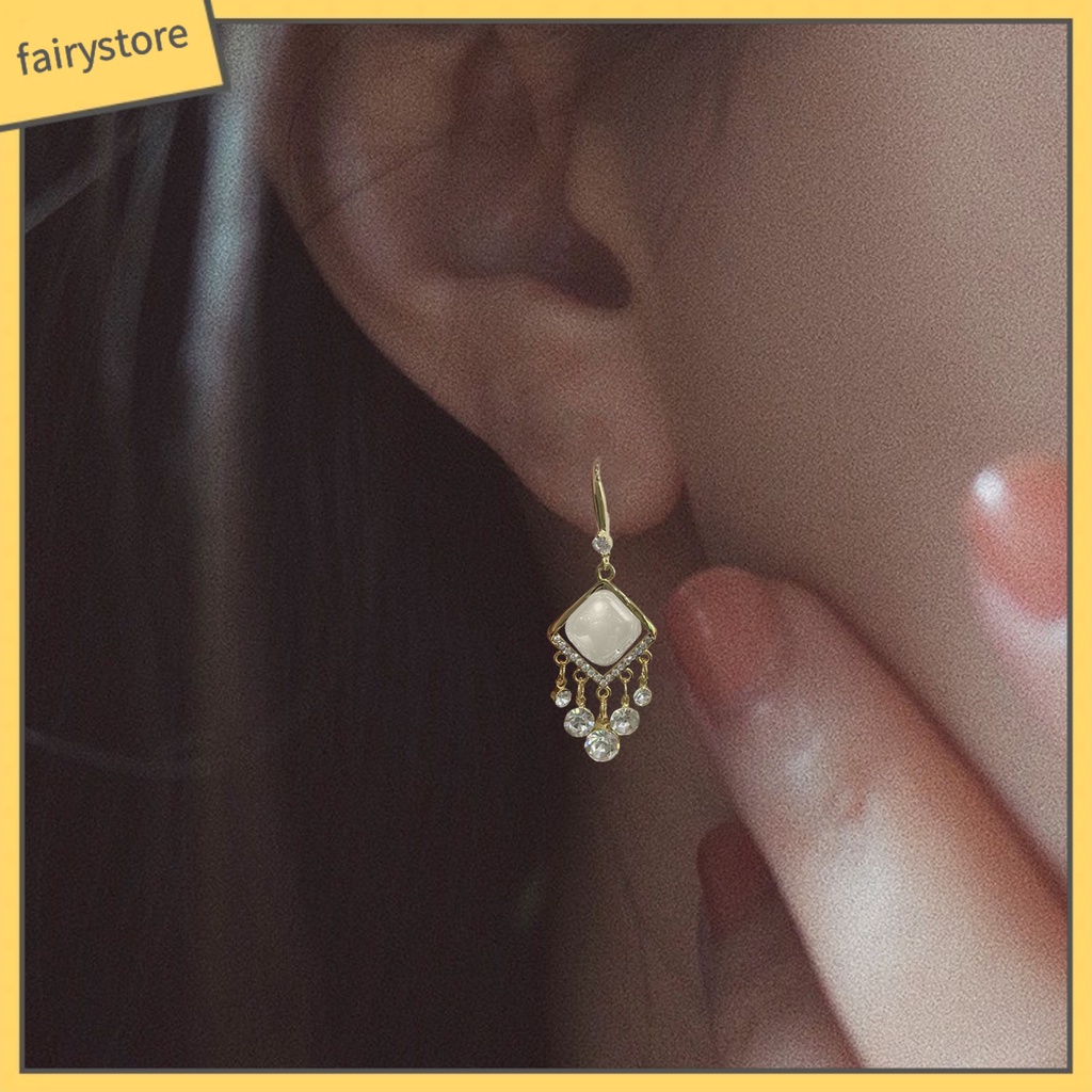 1 Đôi Bông Tai Dáng Dài Đính Đá Lấp Lánh Phong Cách Bohemia