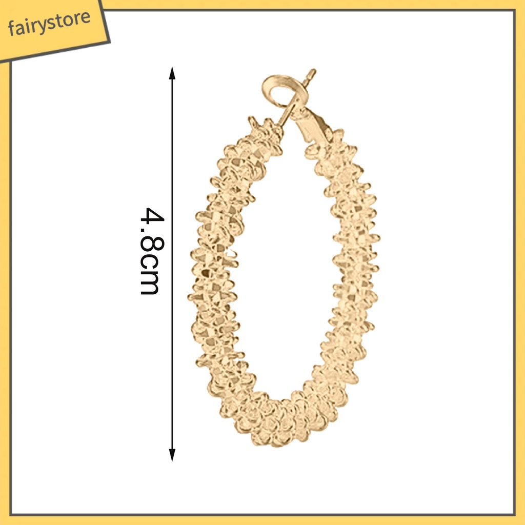 1 Đôi Bông Tai Hình Tròn Thắt Nút Bằng Hợp Kim Nhẹ Thời Trang Dành Cho Nữ