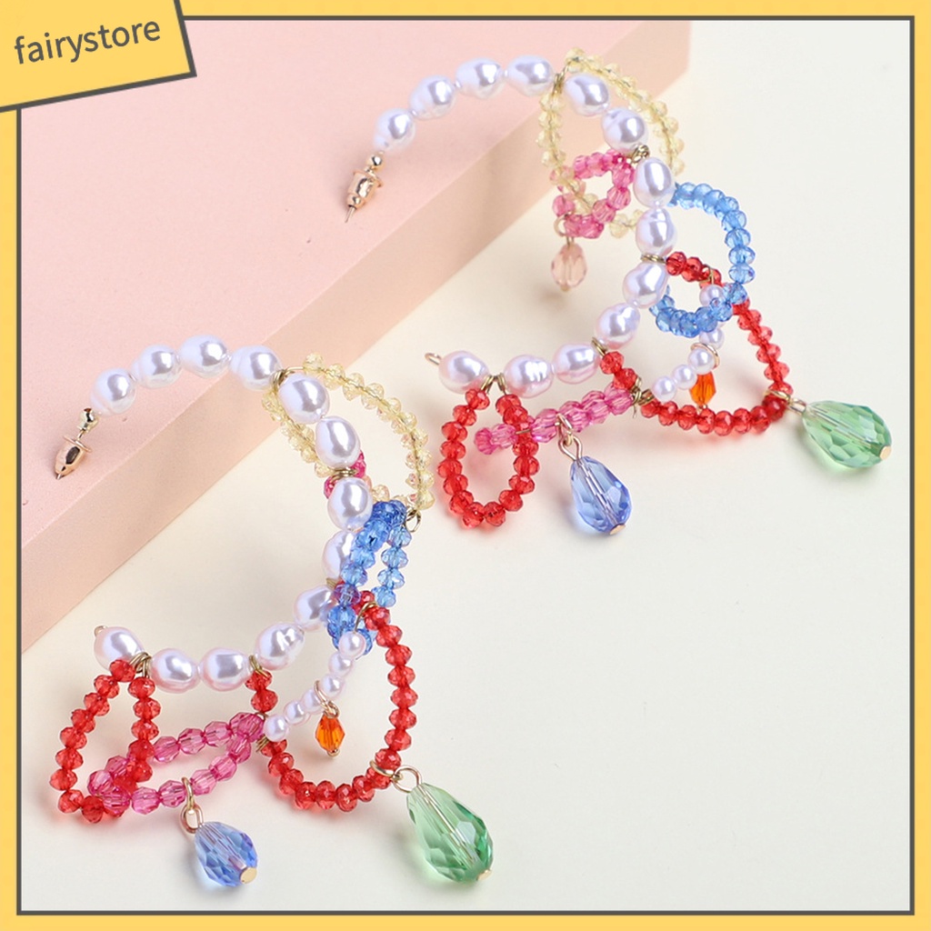 Bông Tai Dạng Vòng Phối Tua Rua Đính Hạt Ngọc Trai Nhân Tạo Thời Trang