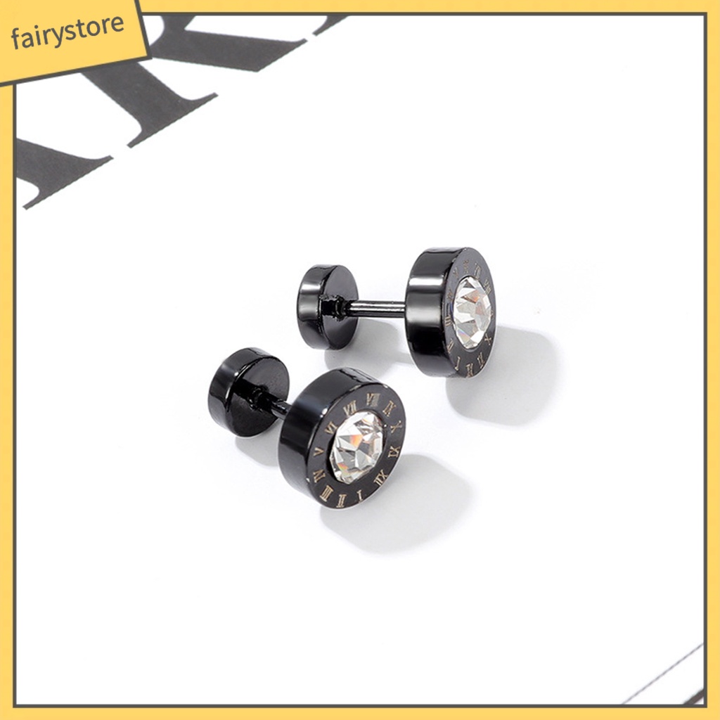 1 Đôi Bông Tai Tròn Đính Đá Phong Cách Hip Hop Punk Thời Trang Dành Cho Nam