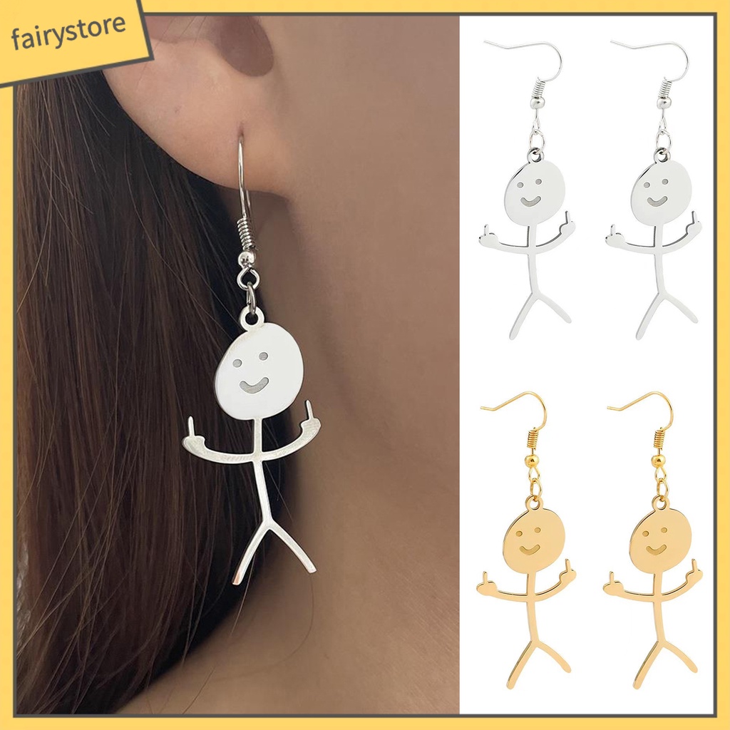 [FRO] 1 Đôi Bông Tai Móc Hình Học Mạ Điện Thủ Công Trang Trí Mắt Vui Nhộn Phong Cách Punk Thời Trang Cho Nữ