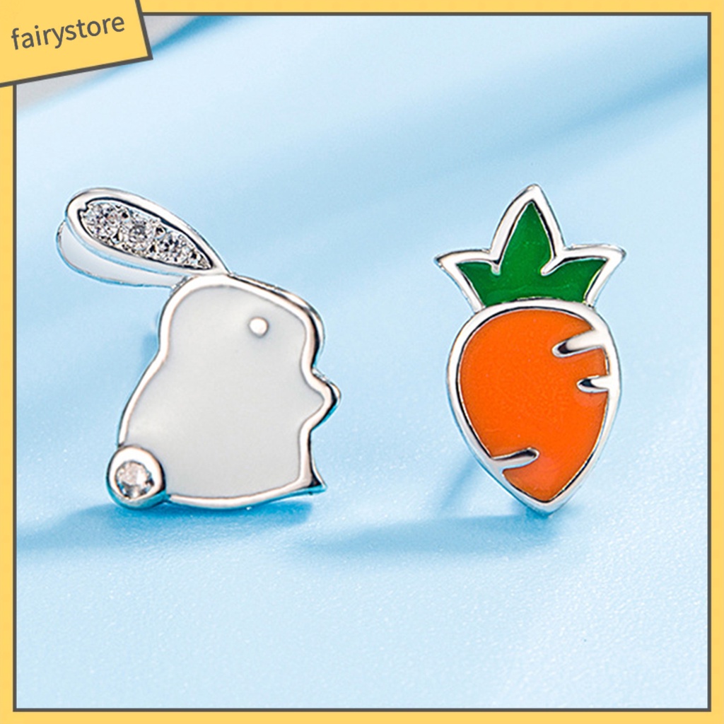 1 Đôi Khuyên Tai Hình Thỏ Và Cà Rốt Mini Dễ Thương