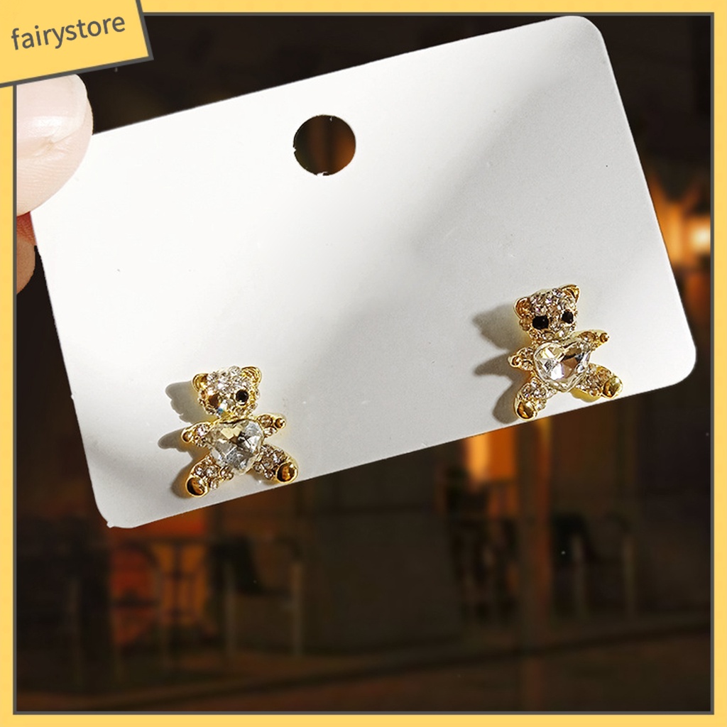 Bông Tai Hình Trái Tim / Gấu Đơn Giản Thời Trang Cho Nữ