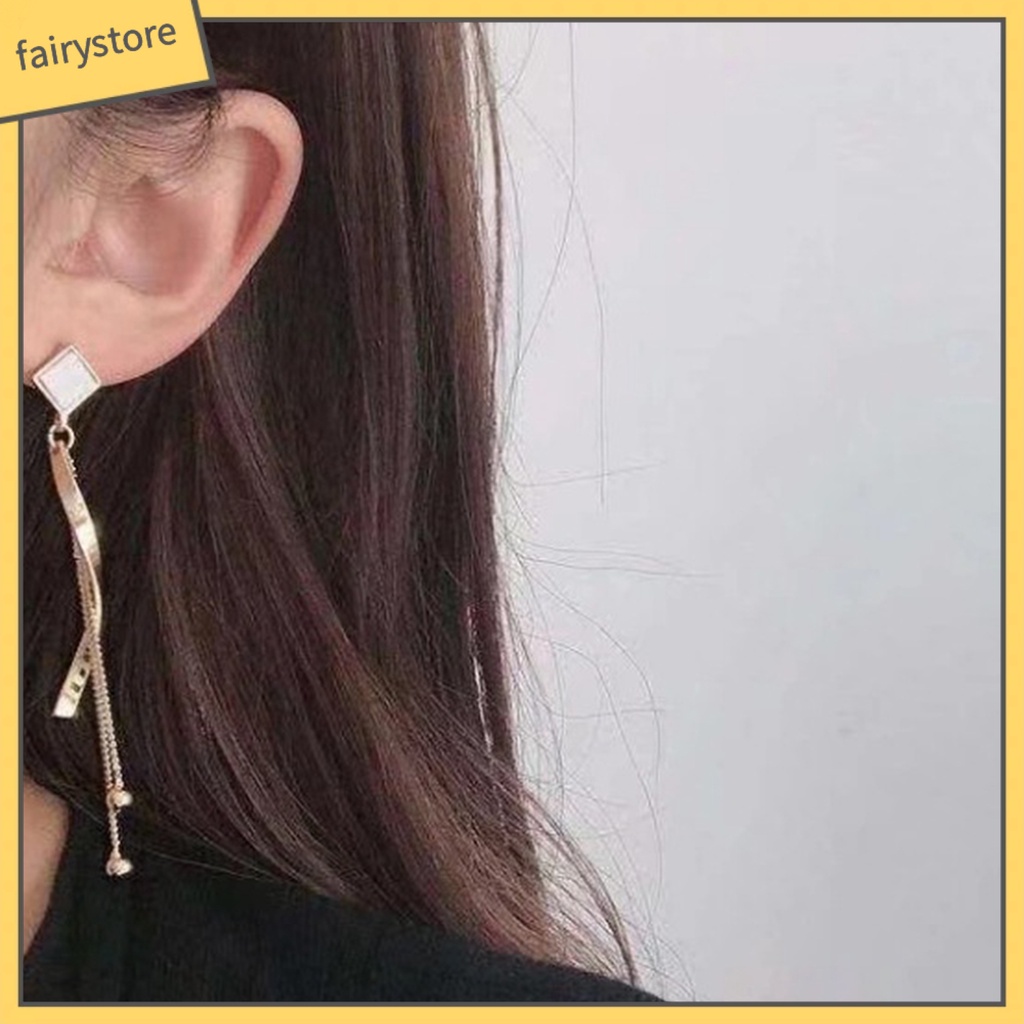 1 Đôi Bông Tai Dáng Dài Đính Đá Lấp Lánh Thời Trang Cao Cấp Cho Nữ