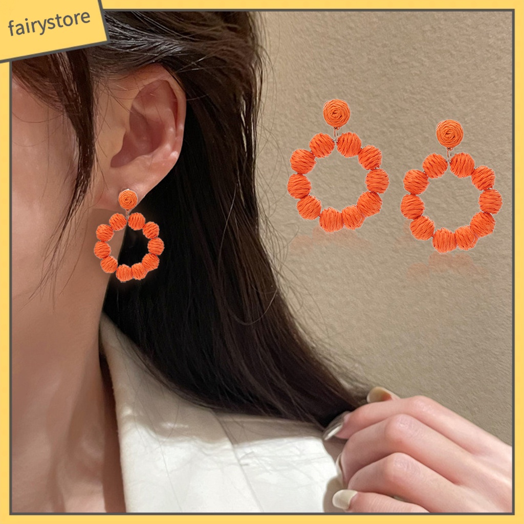 1 Đôi Bông Tai Hình Tròn Phong Cách Bohemian Dành Cho Nữ
