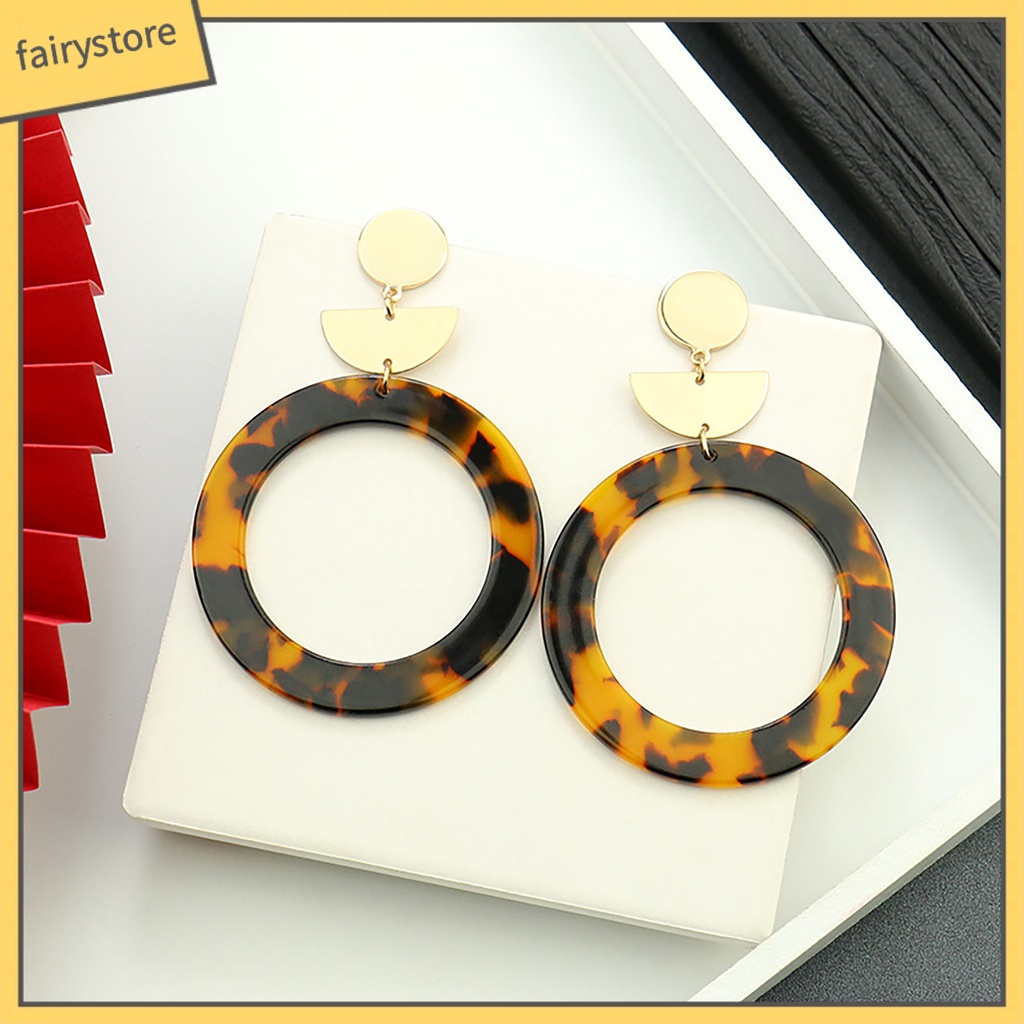 1 Đôi Bông Tai Acrylic Dáng Dài In Họa Tiết Da Báo Thanh Lịch Dành Cho Nữ