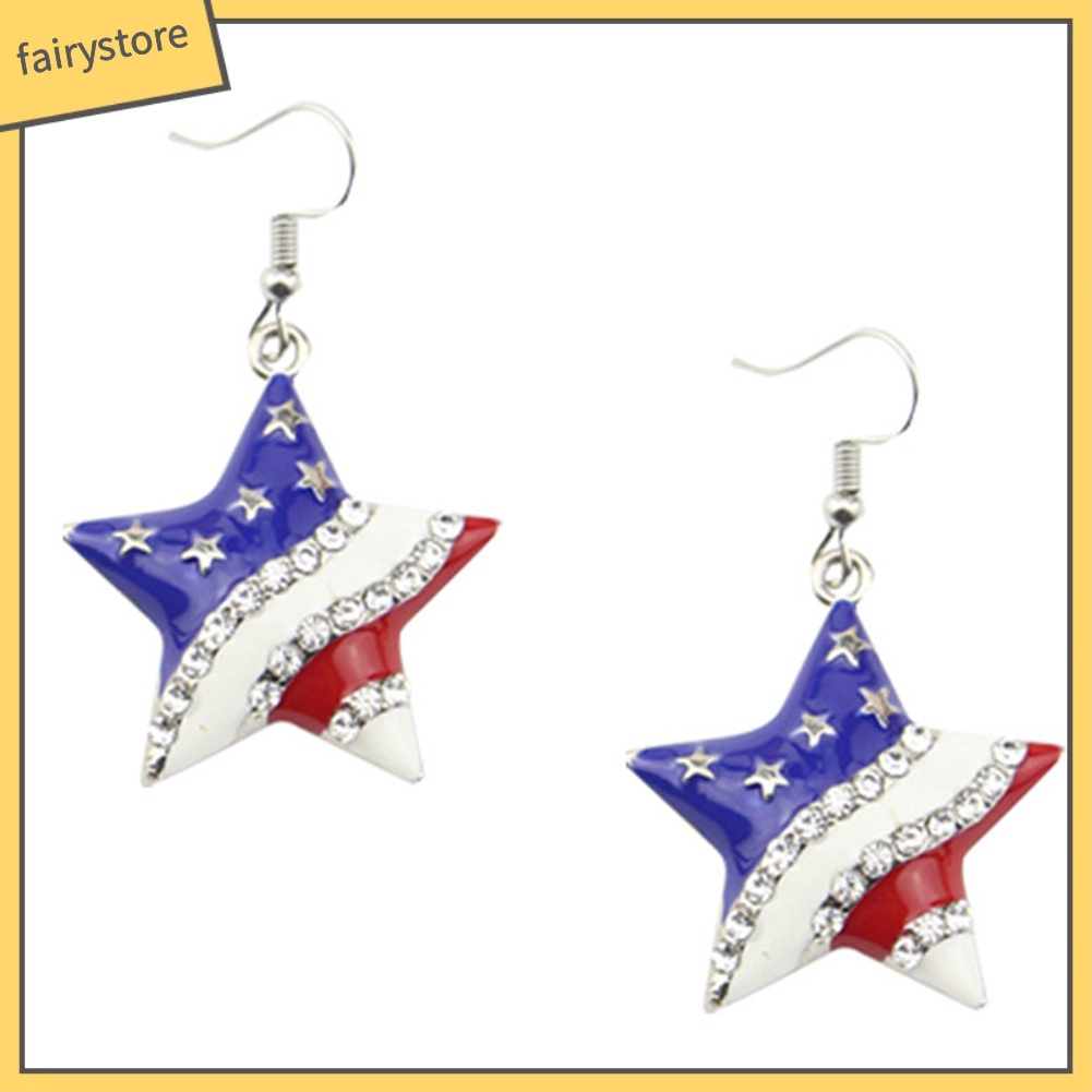 Bông Tai Hình Ngôi Sao / Trái Tim / Lá Cờ Mỹ Đính Đá Thời Trang Dành Cho Nữ