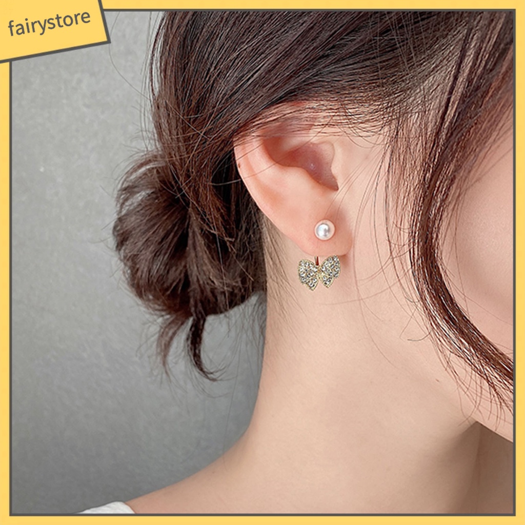 1 Đôi Bông Tai Đính Đá Bằng Hợp Kim Thoải Mái Dành Cho Nữ