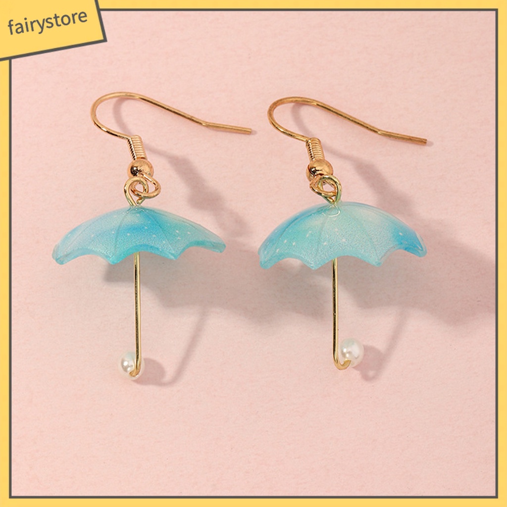 [FRO] 1 Cặp Bông Tai Móc Hình Cây Dù Màu Sắc Tương Phản Trọng Lượng Nhẹ Dễ Phối Đồ Dành