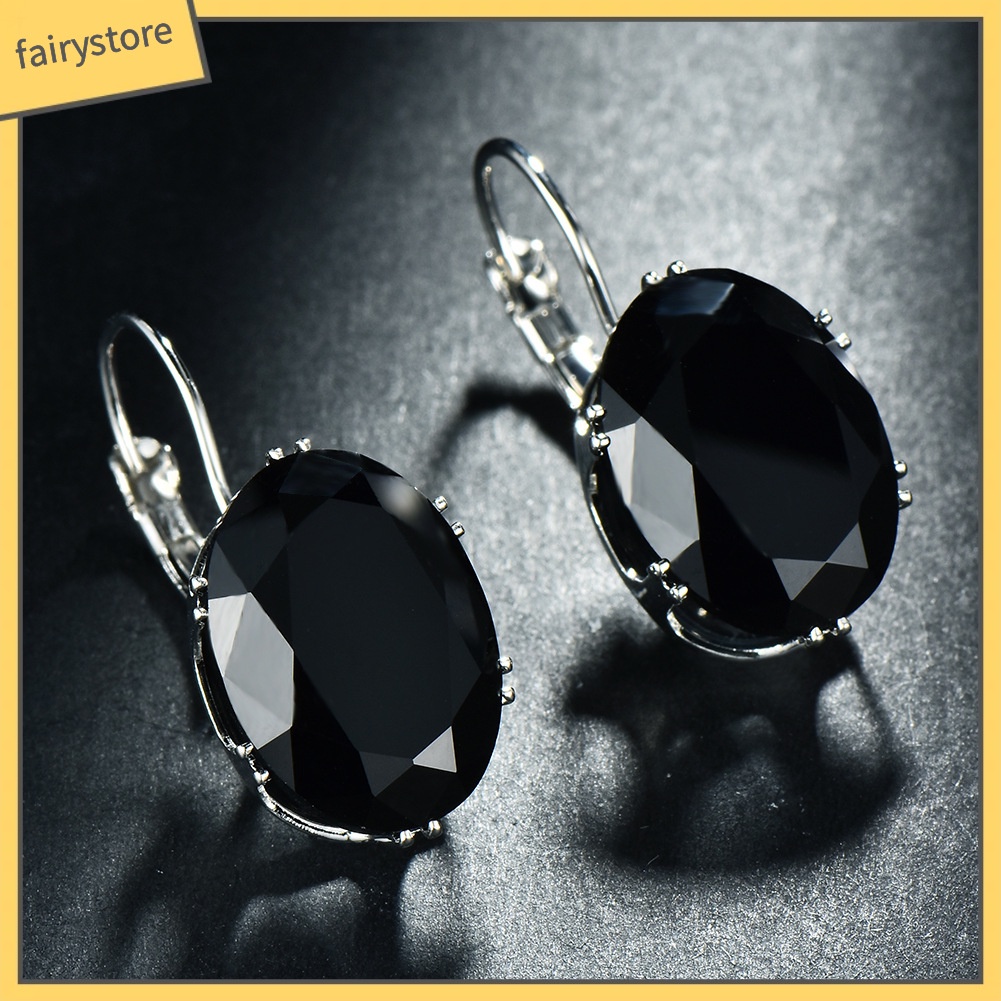 Bông Tai Hình Oval Đính Đá Zircon Thời Trang Dành Cho Nữ