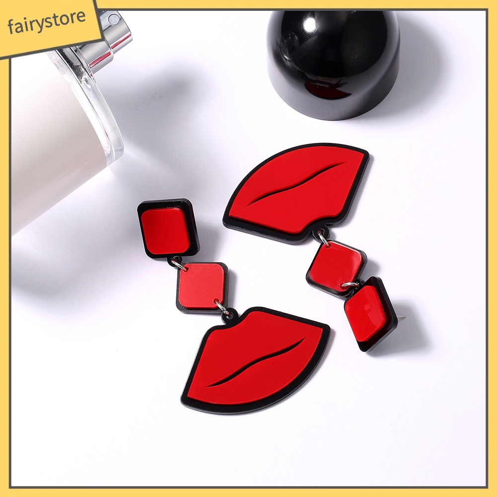 [FRO] Bông Tai Hình Đôi Môi Đỏ Phong Cách Vintage Cho Nữ