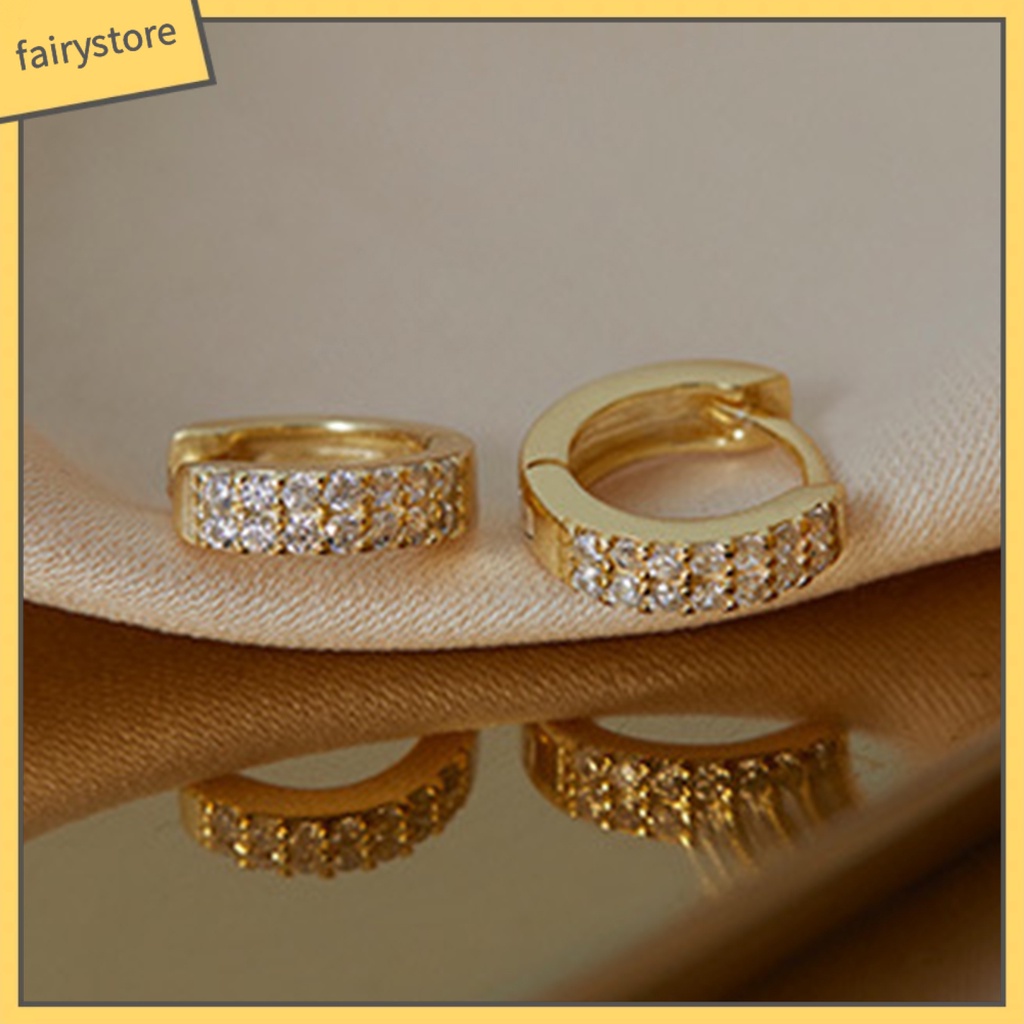 1 Đôi Bông Tai Tròn Đính Đá Zircon Dành Cho Cuộc Sống Hàng Ngày