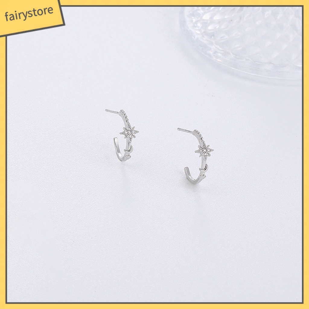 1 Khuyên Tai Hình Trăng Sao Đính Đá Thời Trang