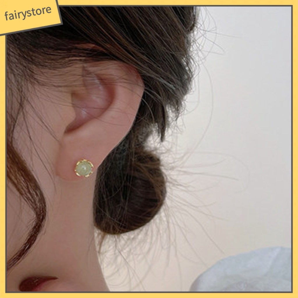 1 Đôi Bông Tai Ngọc Bích Giả Thời Trang Cho Nữ