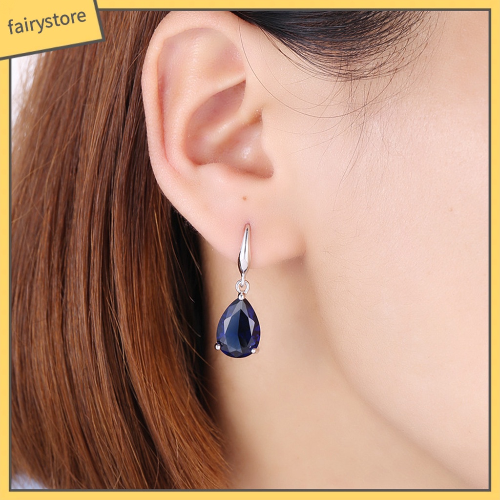 1 Đôi Bông Tai Hình Giọt Nước Đính Đá Zircon Thời Trang Dành Cho Nữ