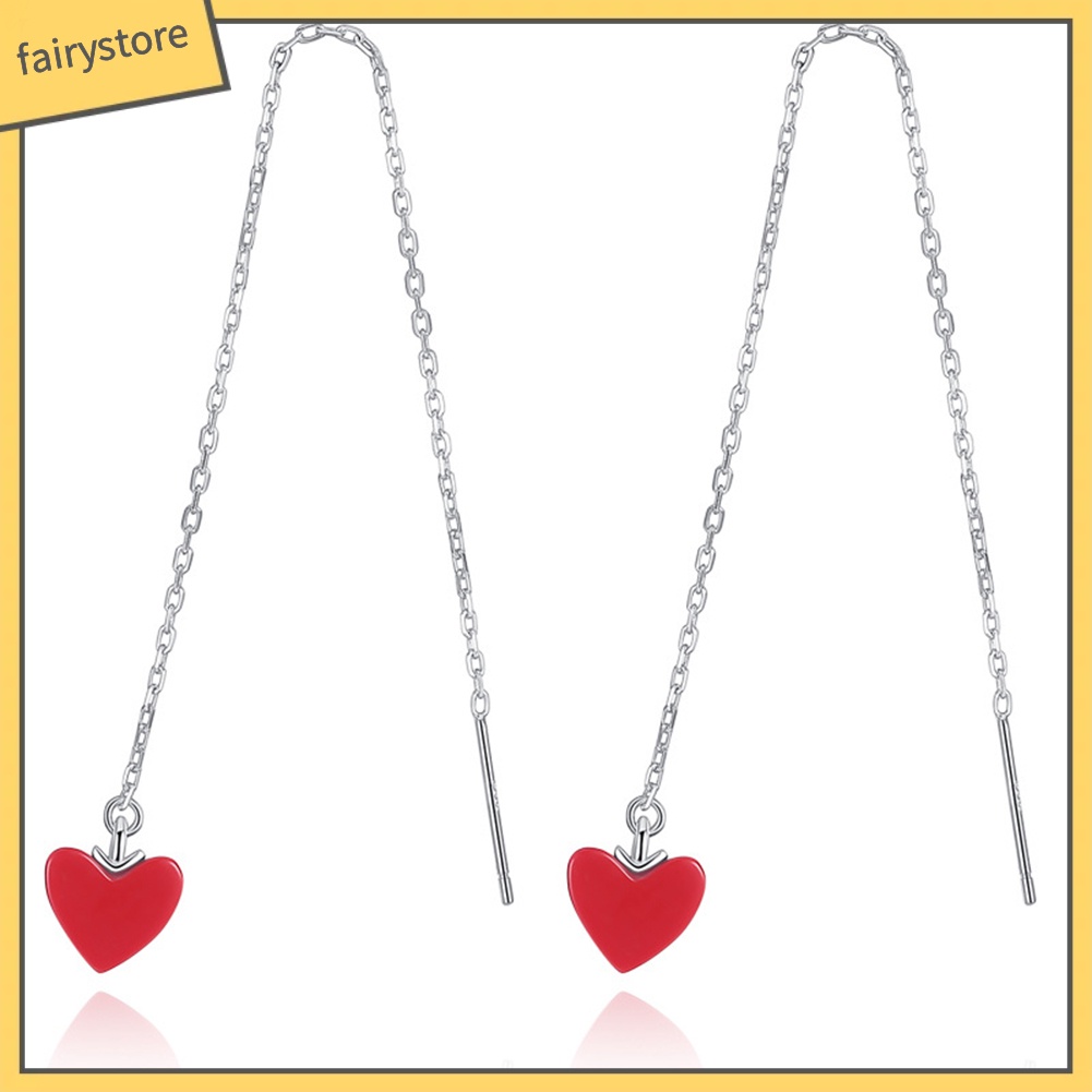 Bông Tai Dài Hình Trái Tim Thời Trang Dành Cho Nữ