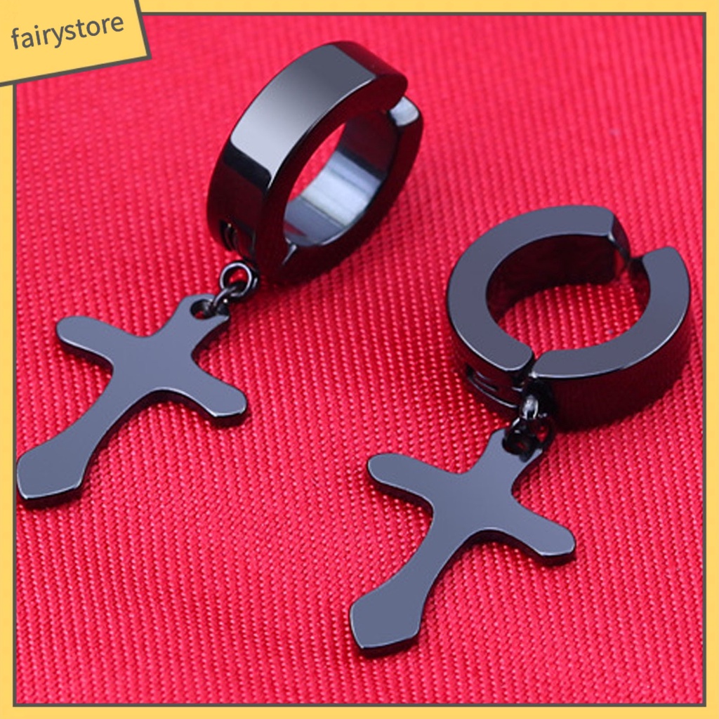 1 Đôi Bông Tai Hình Chữ Thập Phong Cách Hip Hop Đơn Giản Dành Cho Nam Nữ