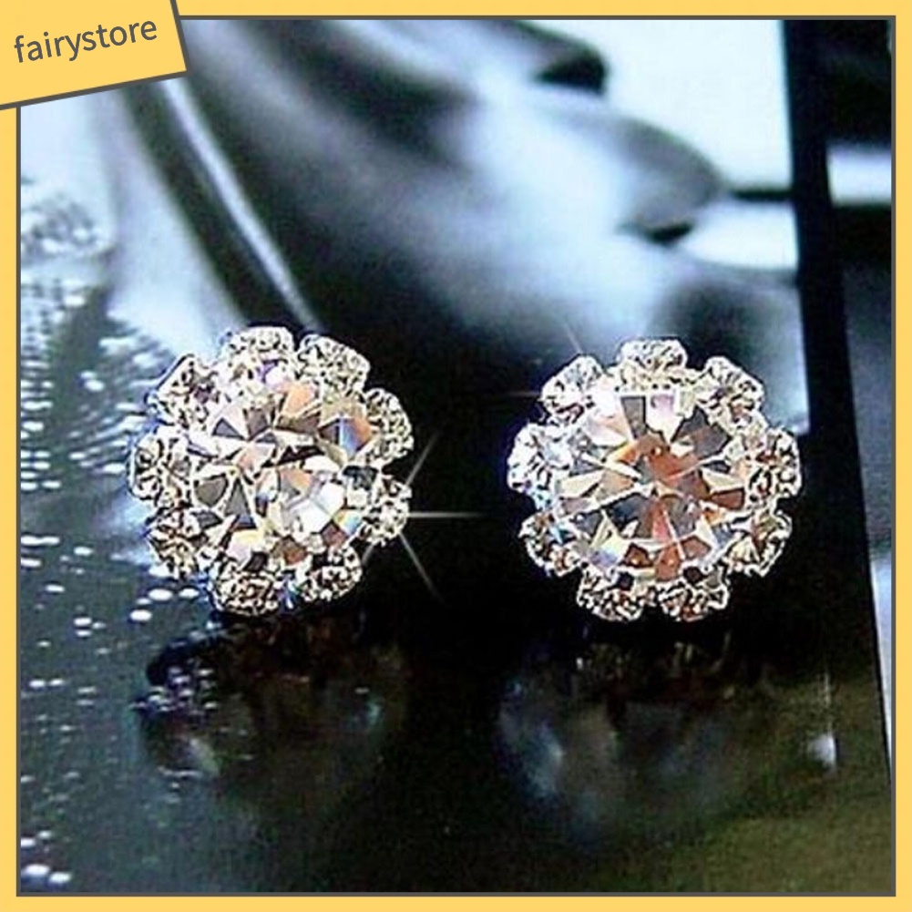 1 Đôi Bông Tai Đính Đá Thời Trang Dành Cho Nữ