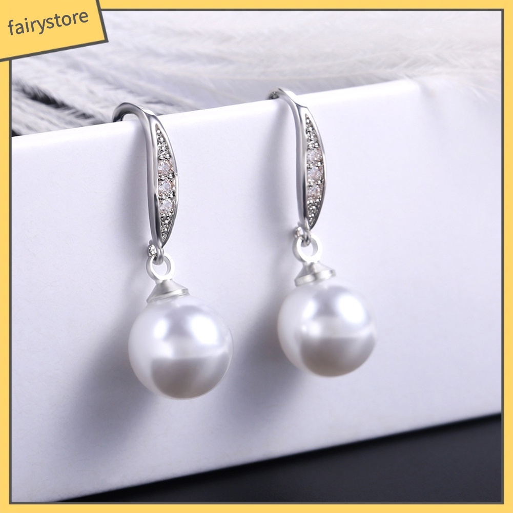 Khuyên Tai Móc Đính Ngọc Trai Giả Thanh Lịch Cho Nữ