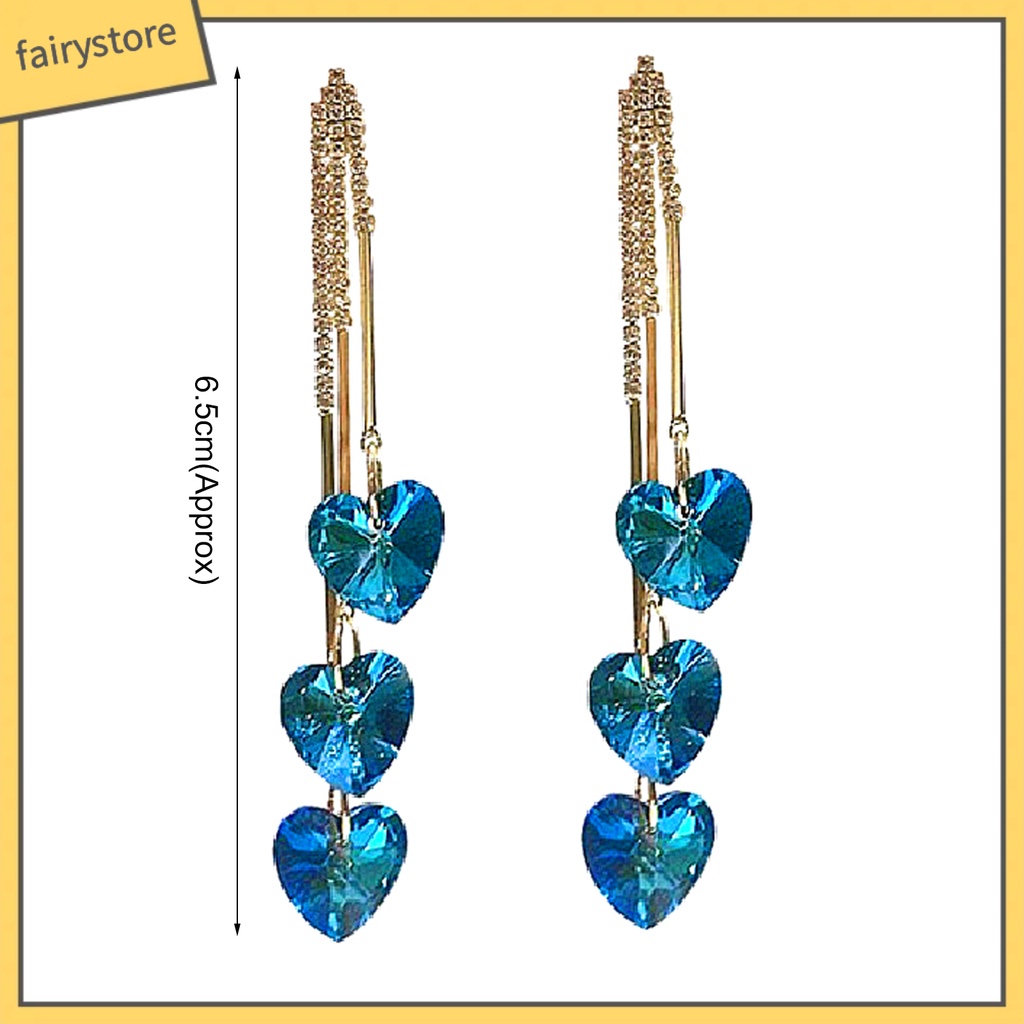 1 Đôi Bông Tai Đính Đá Phối Tua Rua Thời Trang Dành Cho Nữ