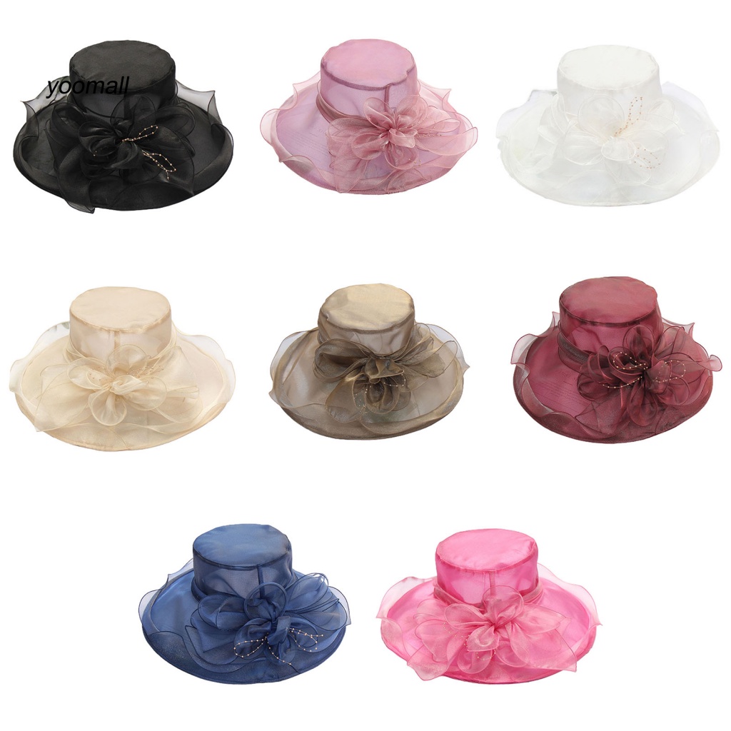 Mũ Chống Nắng Phối Lưới Họa Tiết Hoa Có Thể Gấp Gọn Cho Nữ