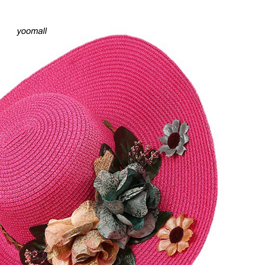 Mũ Rộng Vành Đính Hoa Nhiều Màu Sắc Có Thể Điều Chỉnh Thời Trang