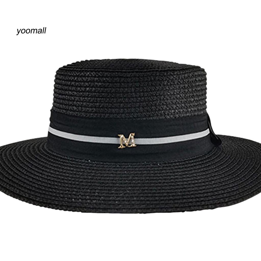 Nón Cối Rộng Vành Hoạ Tiết Chữ M Thời Trang Đi Biển Mùa Hè Cho Phái Nữ