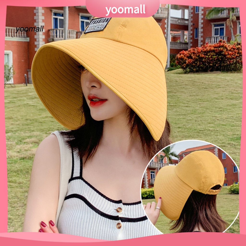 Mũ Rộng Vành Chống Nắng Co Giãn Màu Trơn Thời Trang Mùa Hè Cho Nữ