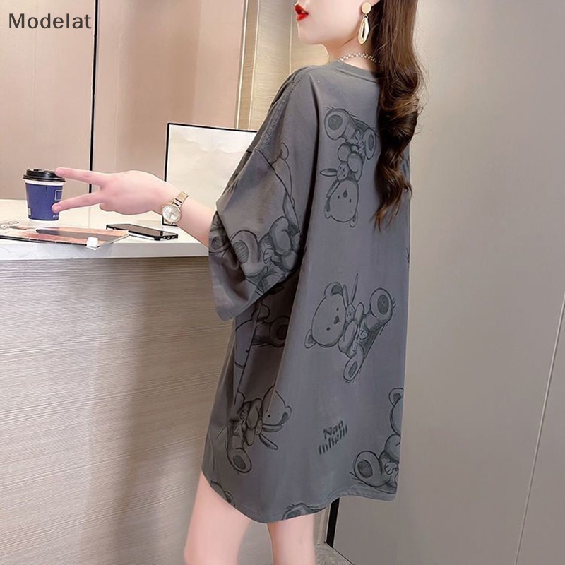 Áo Thun Tay Ngắn Cổ Tròn In Họa Tiết Gấu Hoạt Hình Thời Trang Mùa Hè Cho Nữ