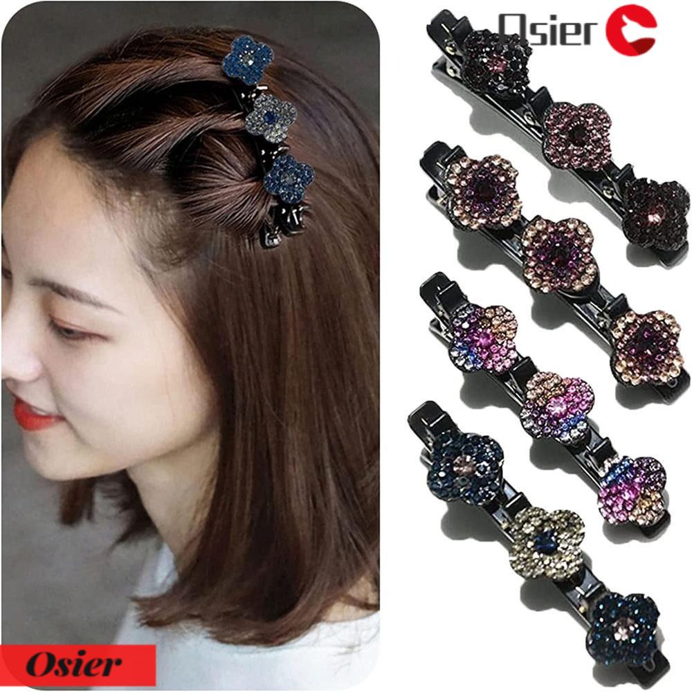 Set 1 / 4 Kẹp Tóc Vải Satin Họa Tiết Hoa Thiết Kế Mới