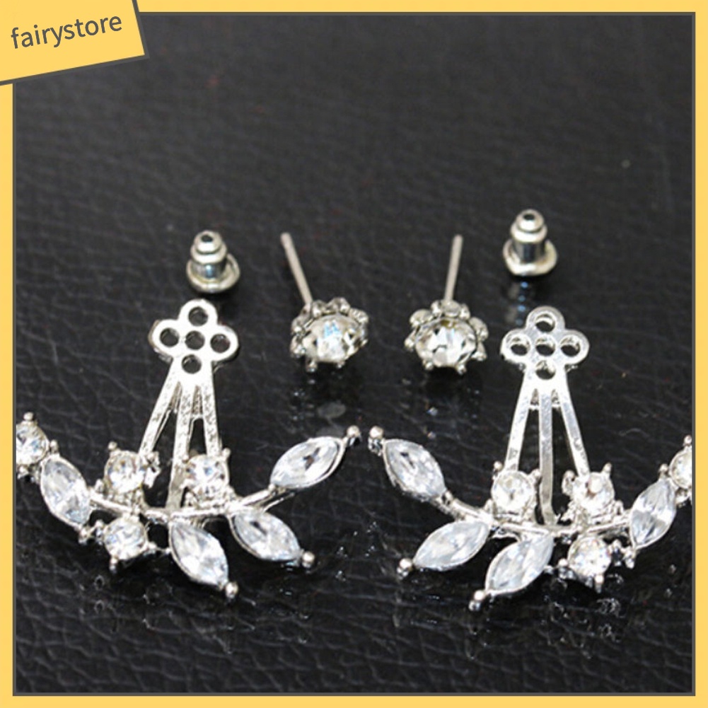 Đôi Khuyên Tai Hình Cành Lá Đính Đá Thời Trang Cho Nữ