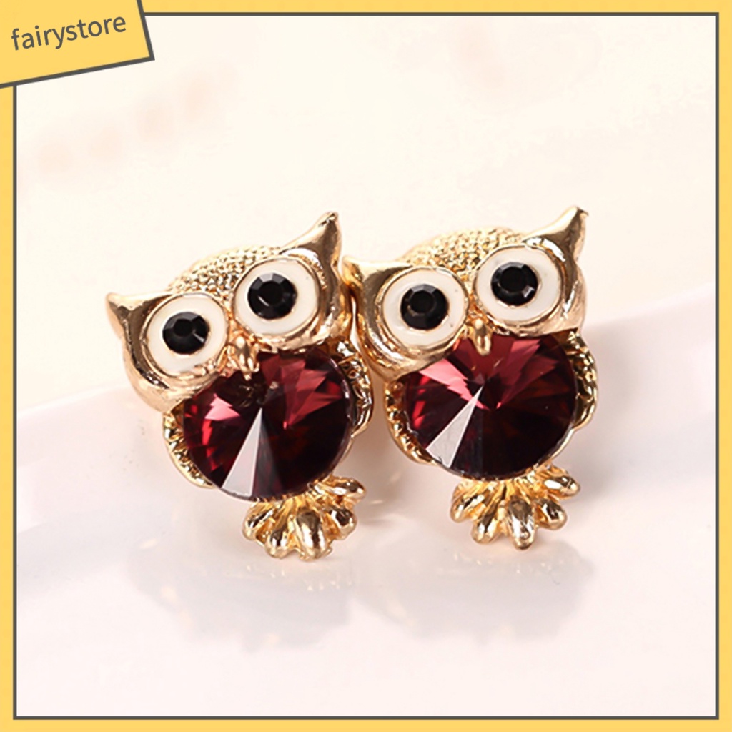 Bông Tai Hình Chim Cú Đính Đá Bằng Hợp Kim Thời Trang Dành Cho Nữ