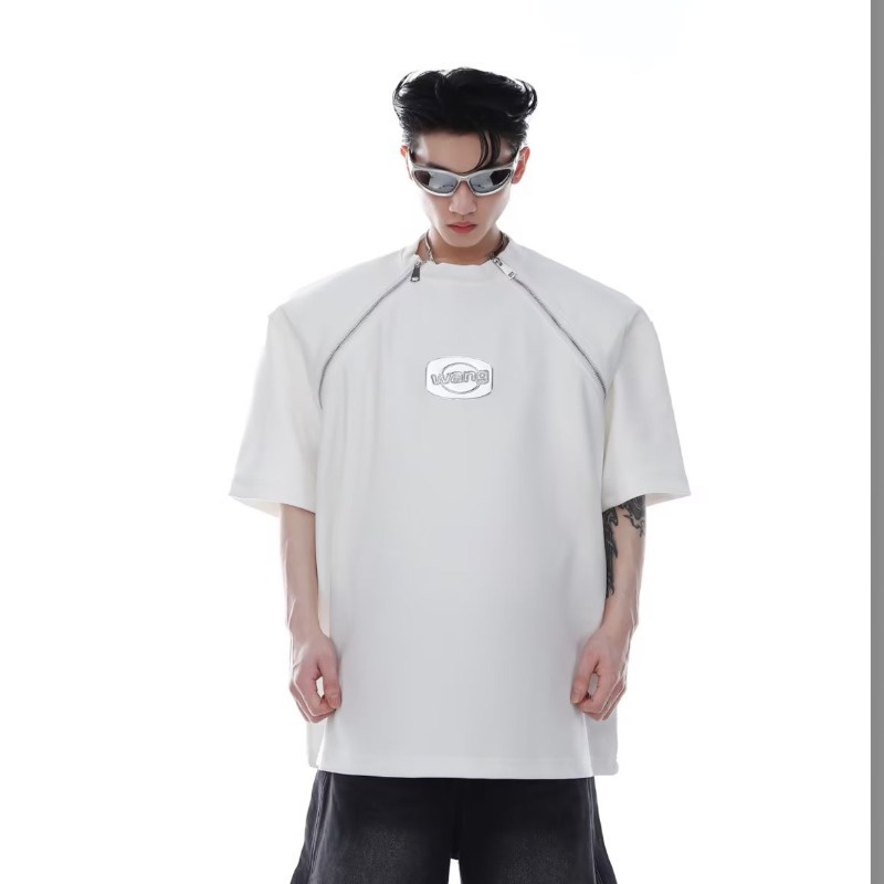 Áo Thun Tay Ngắn Khóa Kéo Đôi Phong Cách Đường Phố Thời Trang Mùa Hè Cho Nam