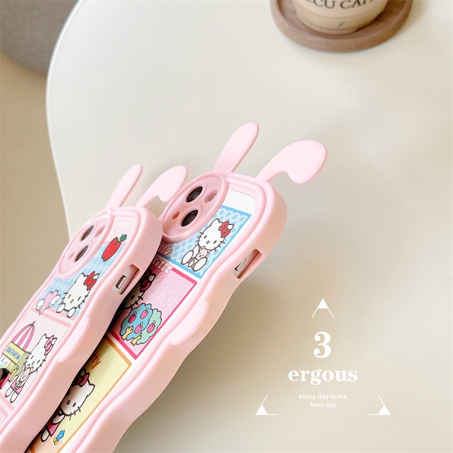 Ear CaseỐp Điện Thoại TPU Mềm Họa Tiết Mèo Kitty Dễ Thương Dành Cho IPhone 14 13 12 11 Pro Max X XR Xs Max