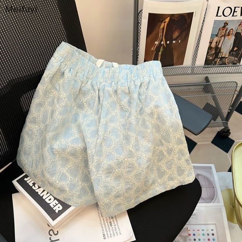 [Meifuyi] Quần Short Thể Thao Ống Rộng Lưng Cao Size Lớn Thời Trang Mùa Hè 2023