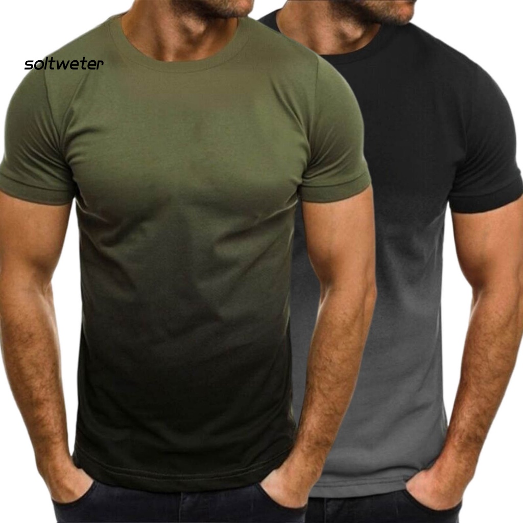 Áo nam Ngắn Tay In Họa Tiết 3D Màu Sắc Gradient