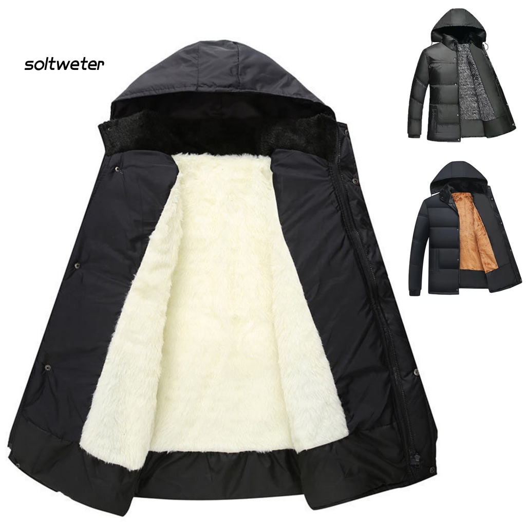 Áo Khoác Phao Phao Cổ Đứng Khóa Kéo Màu Trơn Giữ Ấm Mùa Đông Cho Nam