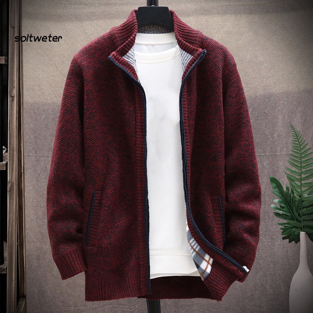 Áo Khoác Cổ Đứng Tay Dài Màu Trơn Dày Dặn Thời Trang Thu Đông Cho Nam