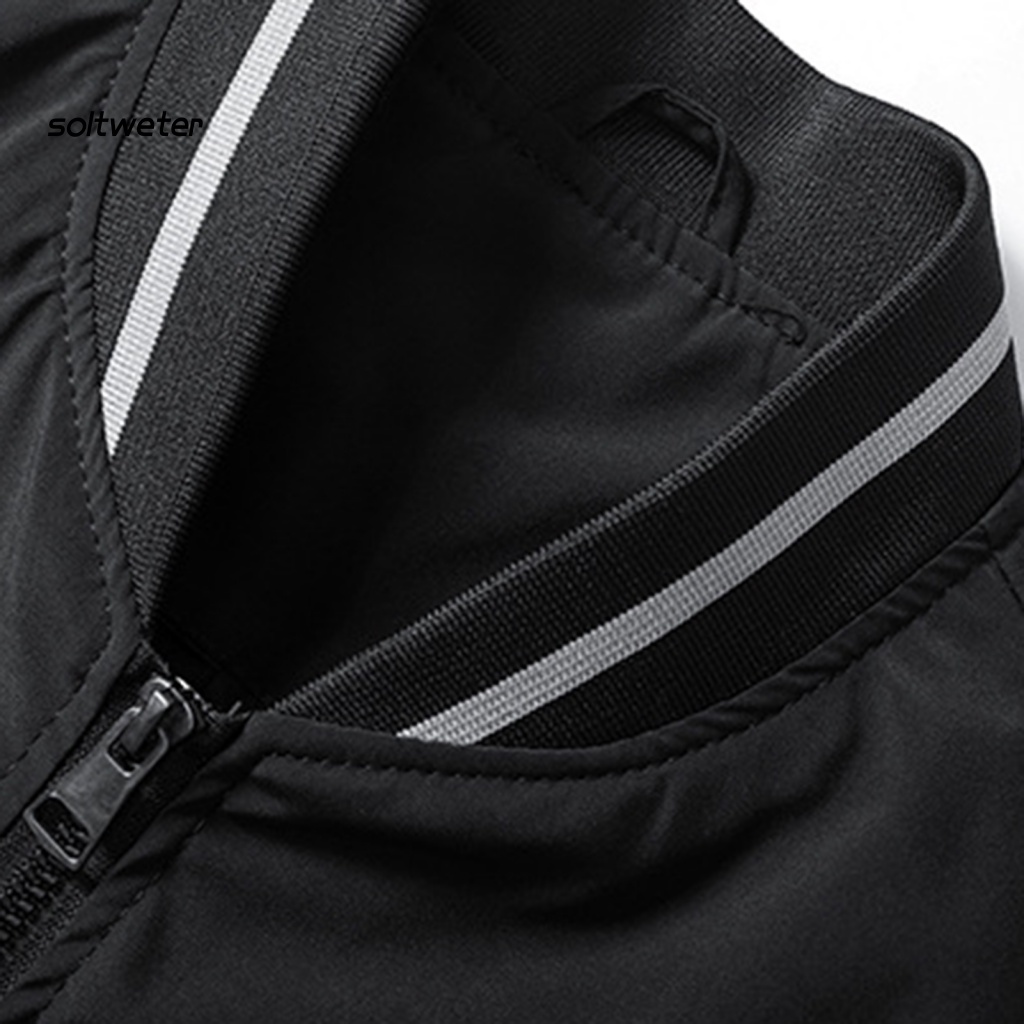 Áo Khoác Bomber Cổ Đứng Dáng Rộng Màu Trơn Phong Cách Đường Phố Thu Đông Cho Nam