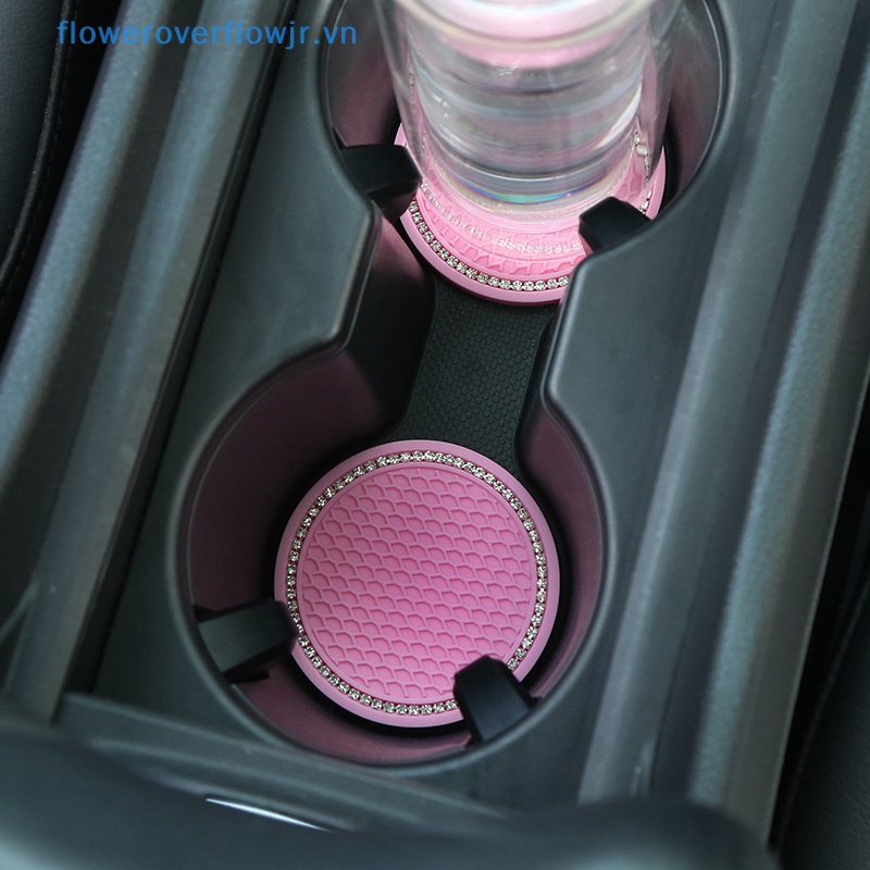 Giá Đỡ Bình Nước Chống Trượt Đính Đá Trang Trí Nội Thất Xe Hơi