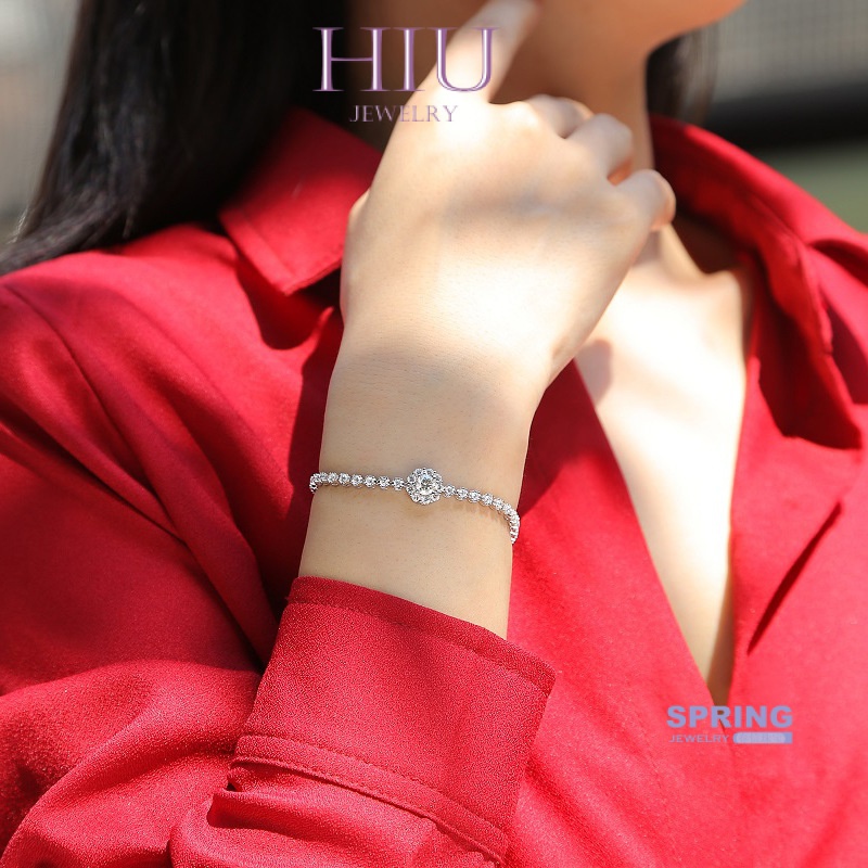 Vòng Tay Bạc 5mm S925 Đính Kim Cương Nhân Tạo Có Thể Chuyển Bút Hỗ Trợ Thanh Toán Học 1 Carat Moissanite