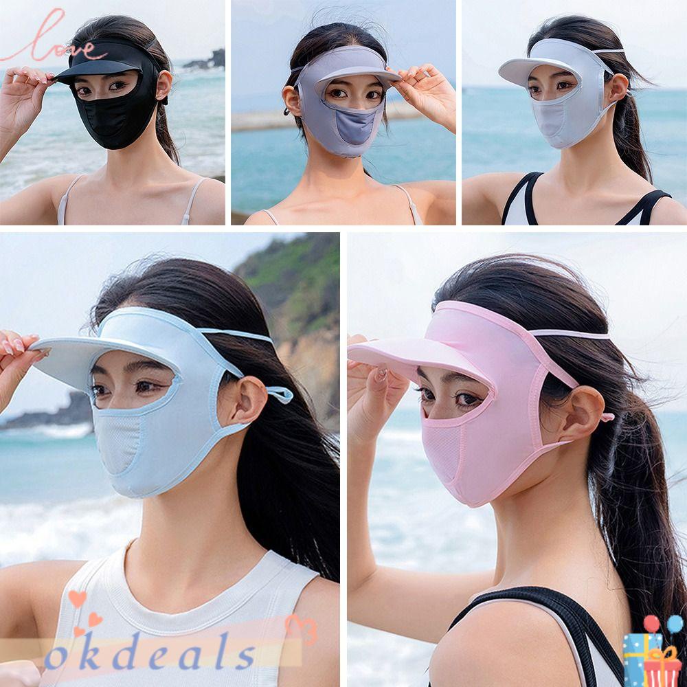 Okdeals Mũ Chống Nắng Bằng Lụa Lạnh Thoáng Khí Che Mặt Balaclava Dành Cho Đi Xe Đạp Ngoài Trời