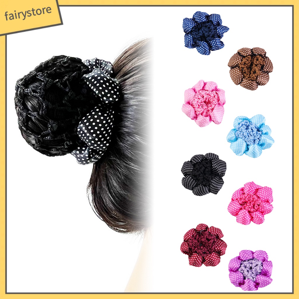 [FRO] Lưới Buộc Tóc Mềm Mại Co Giãn Cao In Họa Tiết Chấm Bi Màu Tương Phản Nhẹ Nhàng Dành Cho Nữ