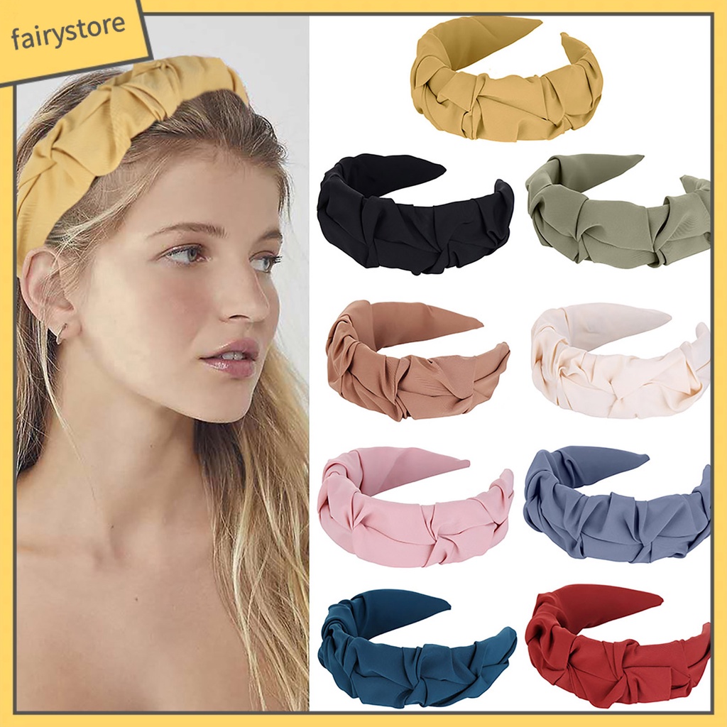 Băng Đô Cài Tóc Bản Rộng Màu Trơn Dành Cho Nữ