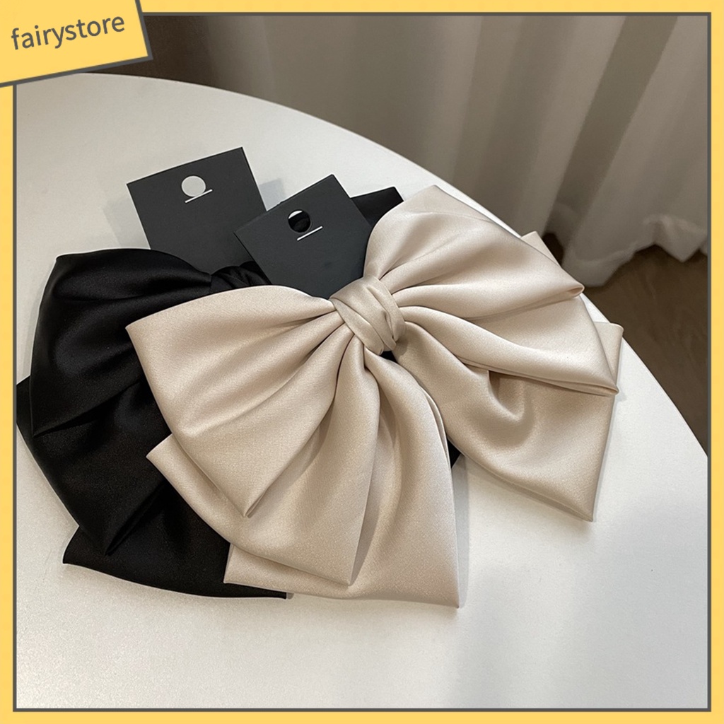 Kẹp Tóc Ba Lớp Hình Nơ Lớn Không Trơn Màu Sắc Trọng Lượng Nhẹ Dành Cho Nữ