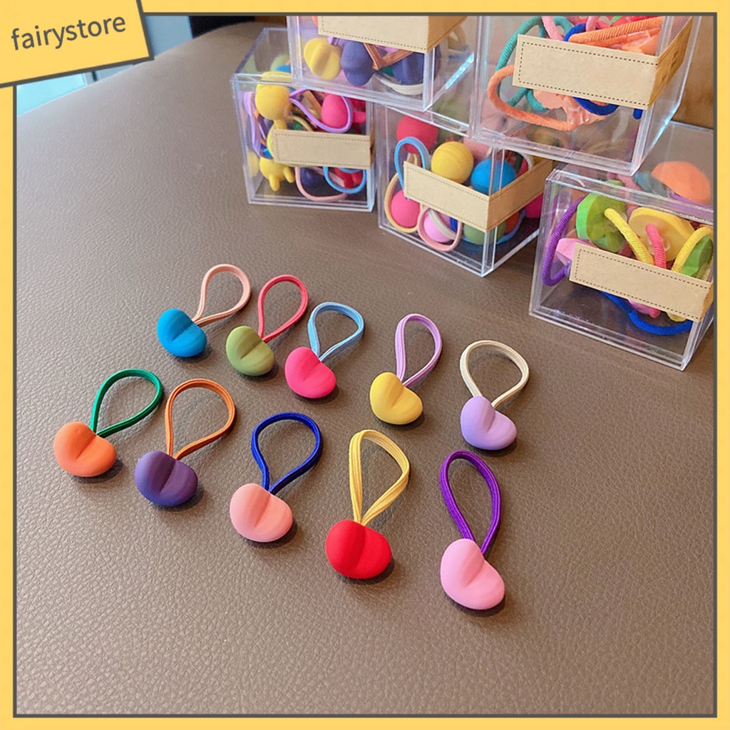 Set 10 Dây Cột Tóc Cao Su Hình Ngôi Sao Năm Cánh Màu Sắc Kẹo Ngọt Xinh Xắn