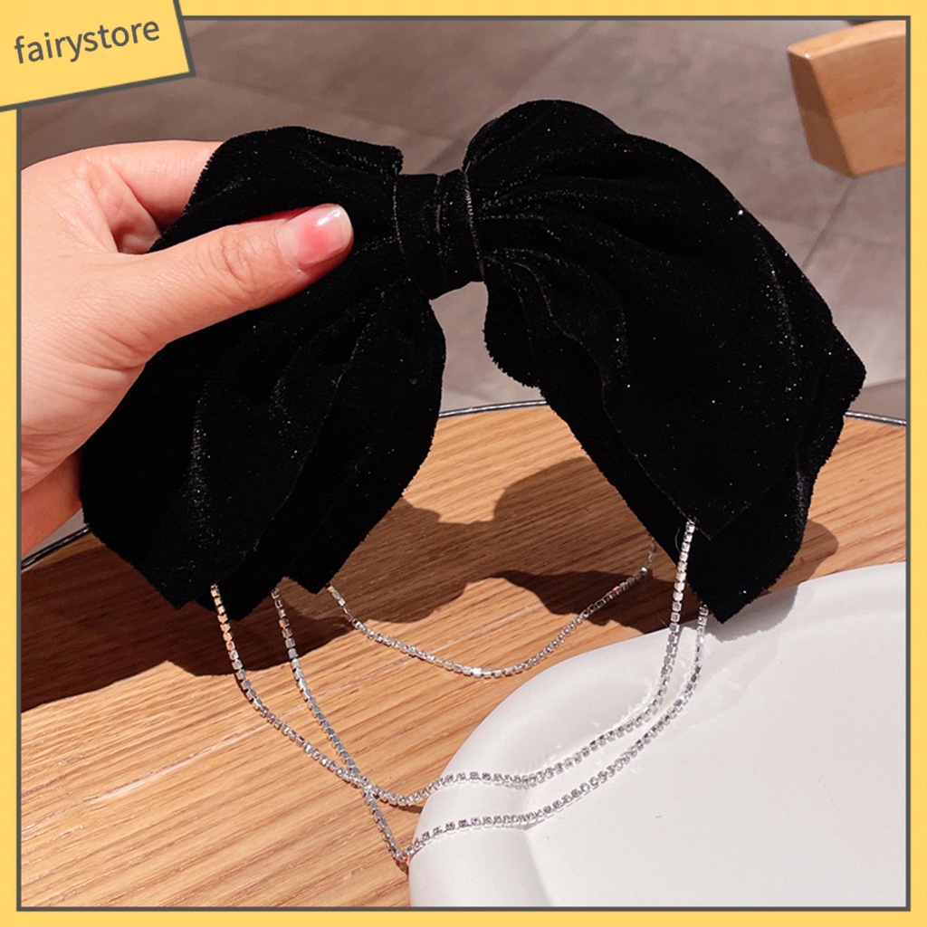 Kẹp Tóc Nơ Phối Tua Rua Nhiều Lớp Đính Đá Lấp Lánh Thời Trang Cho Nữ