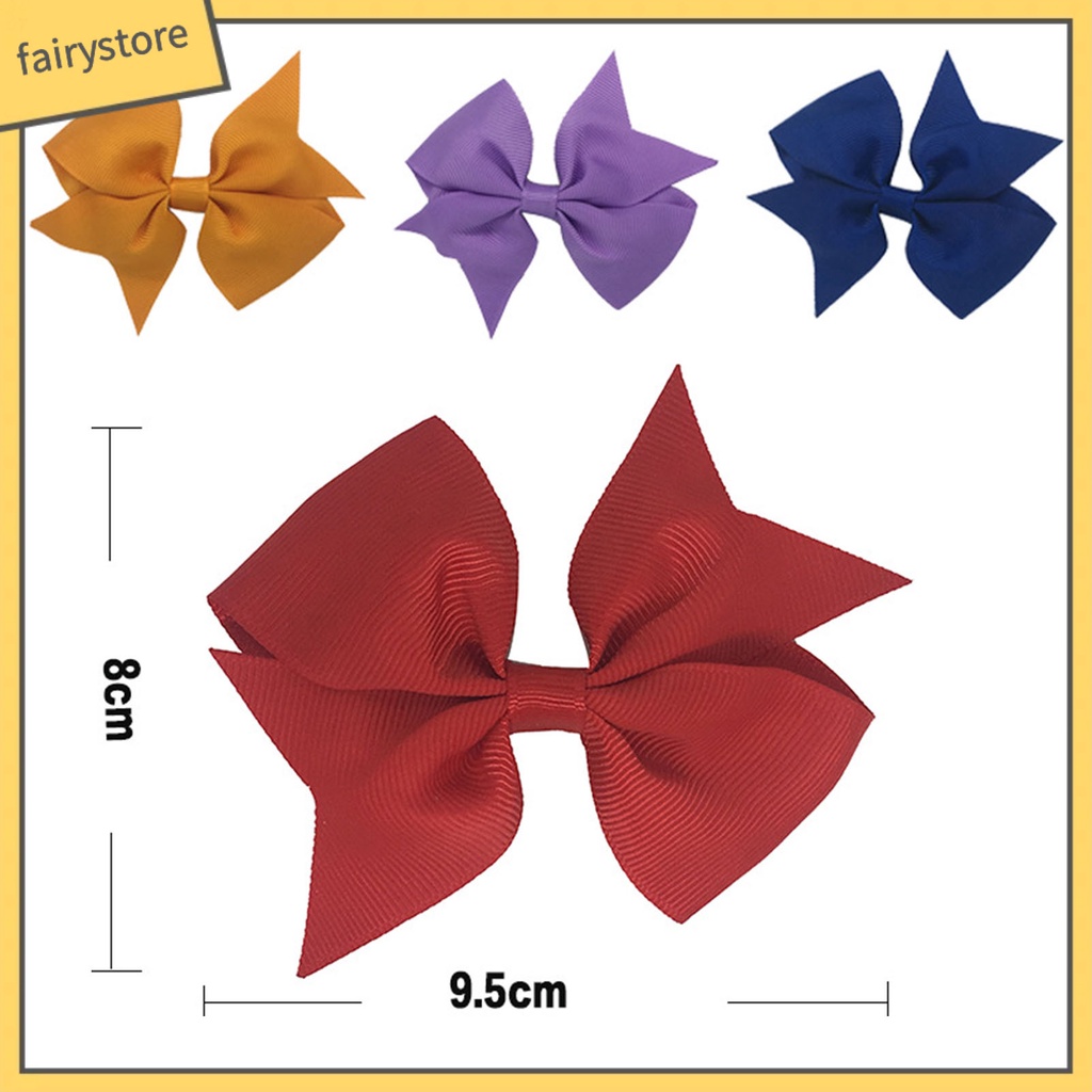 Set 20 Kẹp Tóc Nơ Chống Rơi Màu Trơn Xinh Xắn Cho Bé Gái